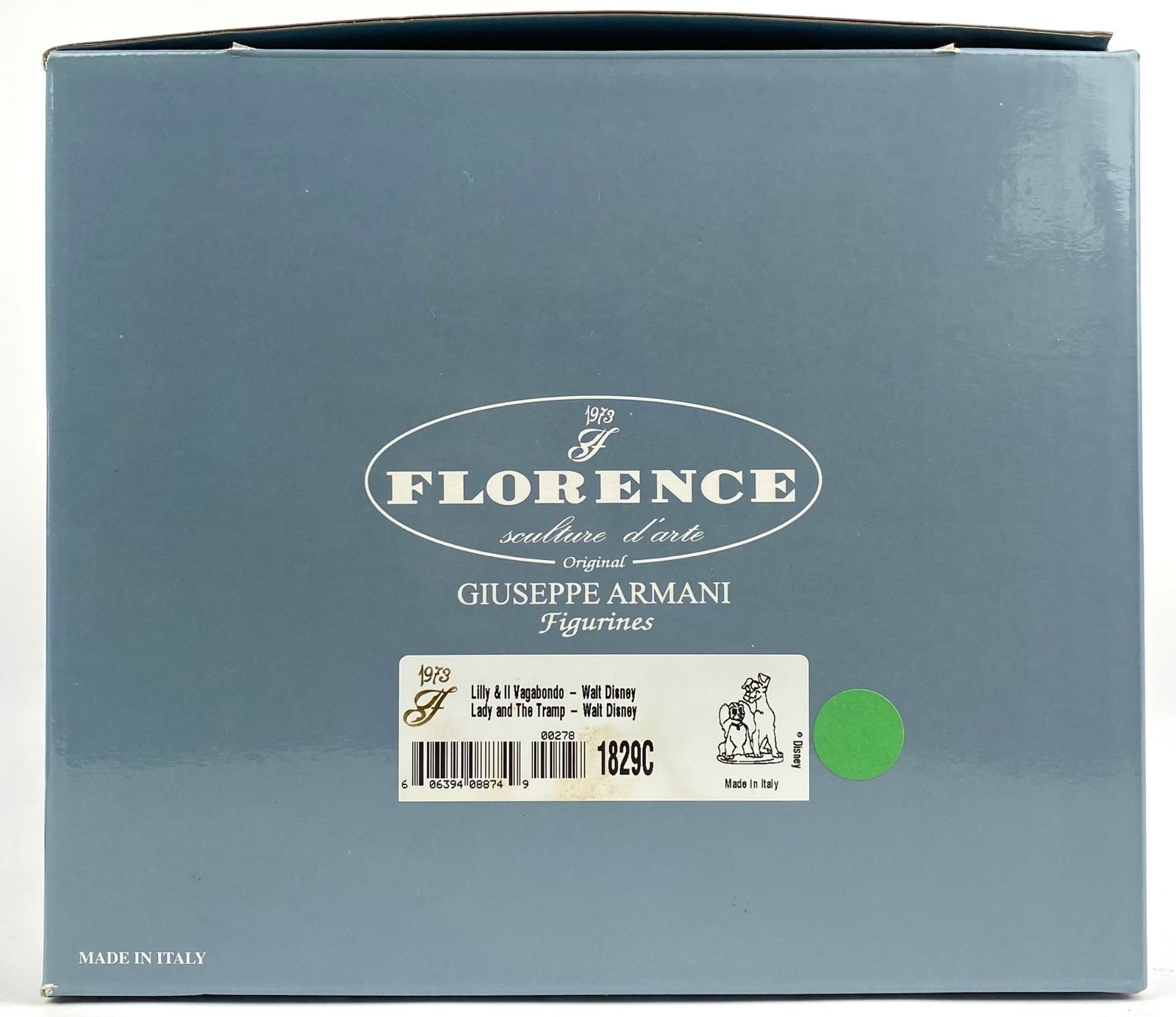 Artwork by Giuseppe Armani, Disney Lady and Tramp By Giuseppe Armani (Original Box), Made of ceramic sculpture