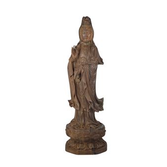 A Chinese carved sandalwood Goddess of Mercy or Kwan yin statue - Chinese School