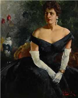 Ritratto di signora in abito da sera - Alfredo Del Sordo