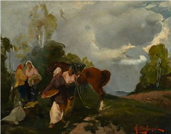 sosta di contadine in campagna - Alfredo Del Sordo