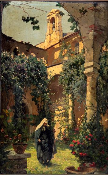 Suora nel chiostro di un antico convento - Othmar Brioschi