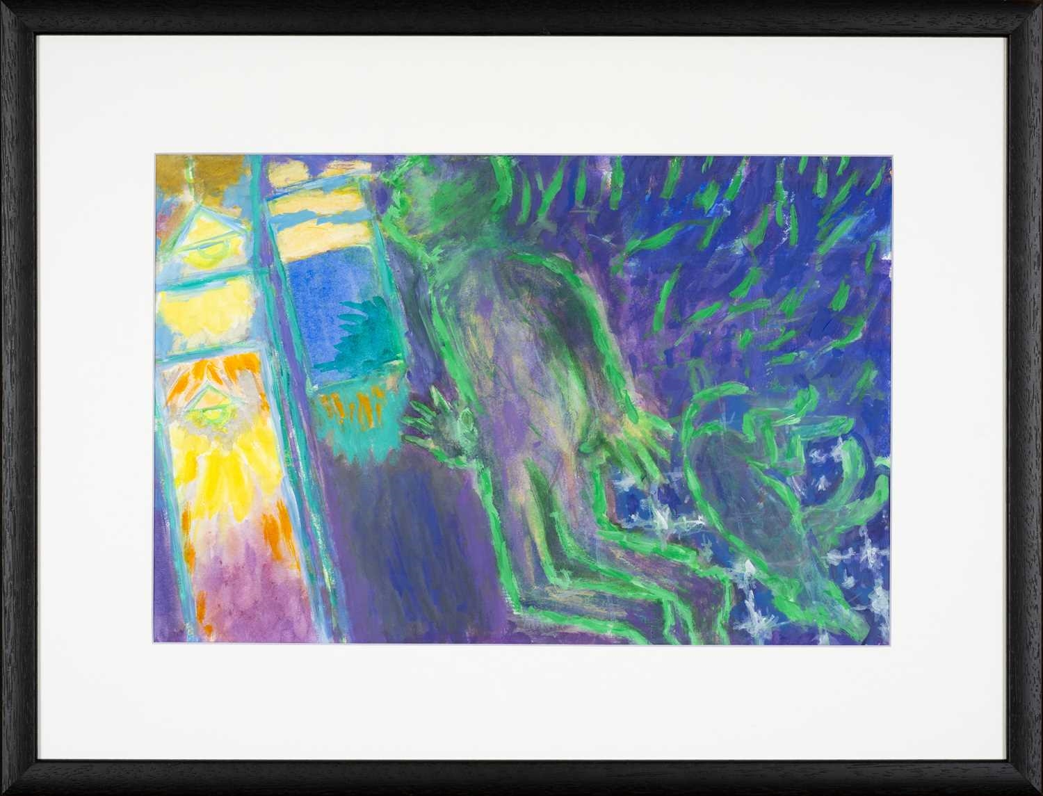 Artwork by Ernest Zobole, Walking Through House with Dog, Made of oil on paper