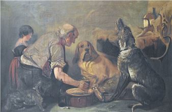 After/follower of Edward Lewis Kinloch (American 1859-1923) oil on canvas, owners attending to their - Edward Lewis Kinloch