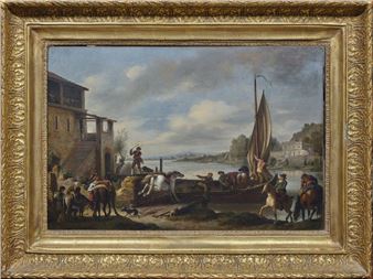 Attributed to Claude Michel Hamon DUPLESSIS (Active at the end of the 18th century) Recalcitrant horse near a lake Prepared panel Size: 38 x 57 cm - Michel Duplessis