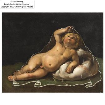 A PUTTO PLAYING WITH A VEIL - Isidoro Bianchi