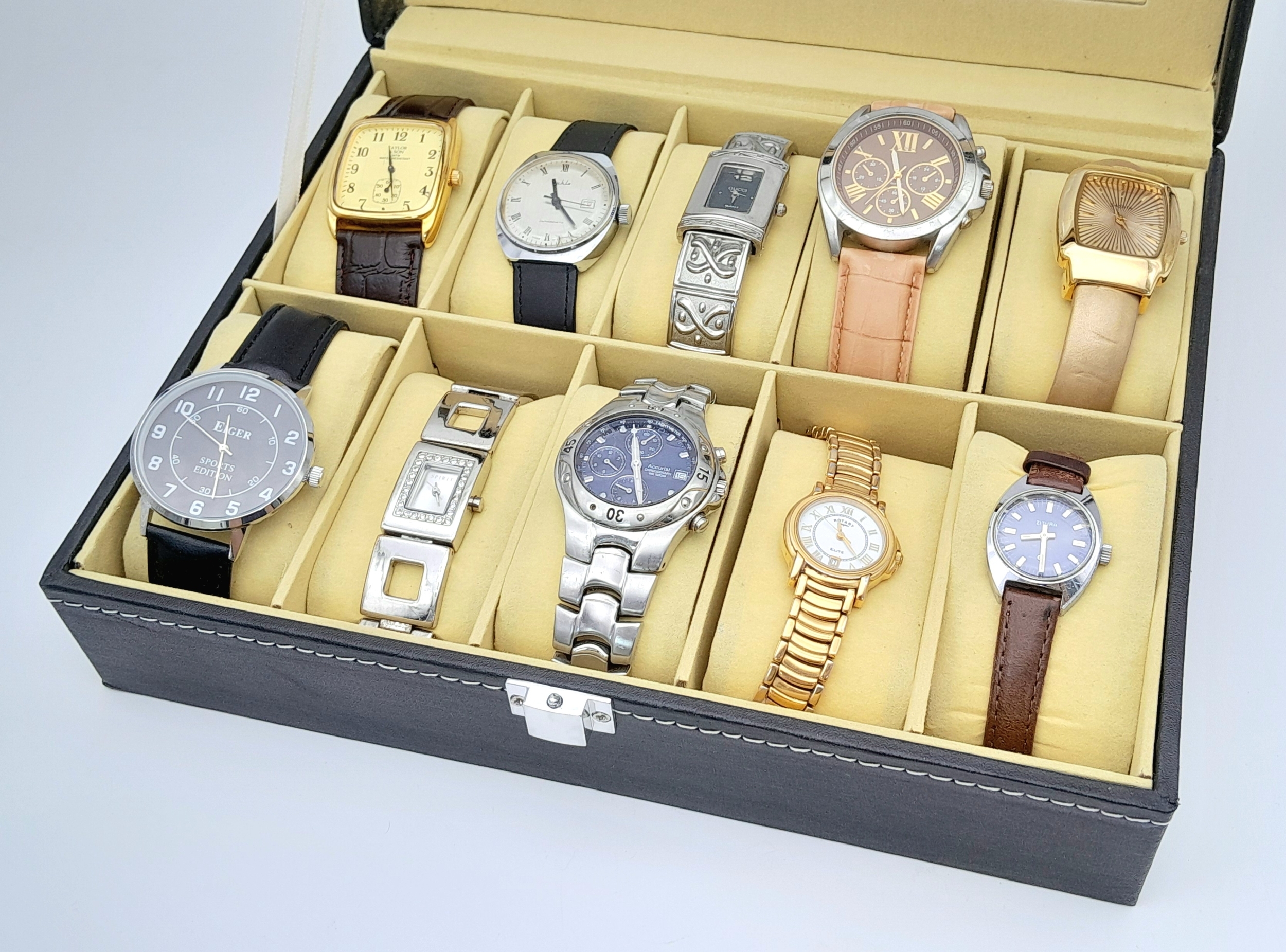 Artwork by MANUAL, A Ten Watch Display Box Containing Ten Vintage, Made of Crystal