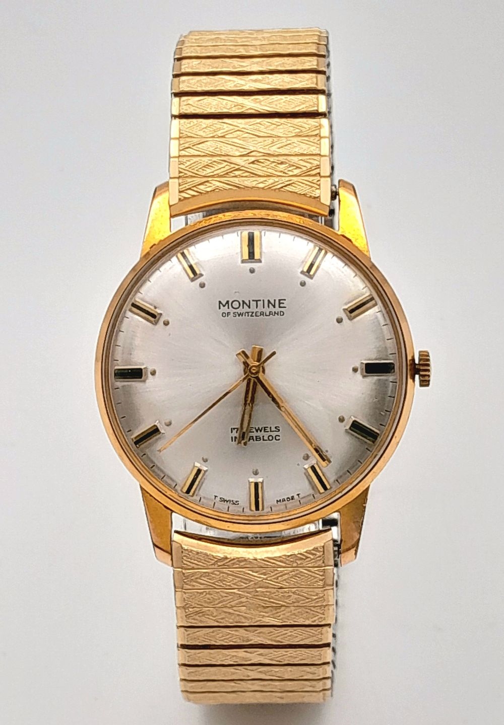 Artwork by MANUAL, A Men's Montine of Switzerland 17 Jewel Incabloc, Made of Gold