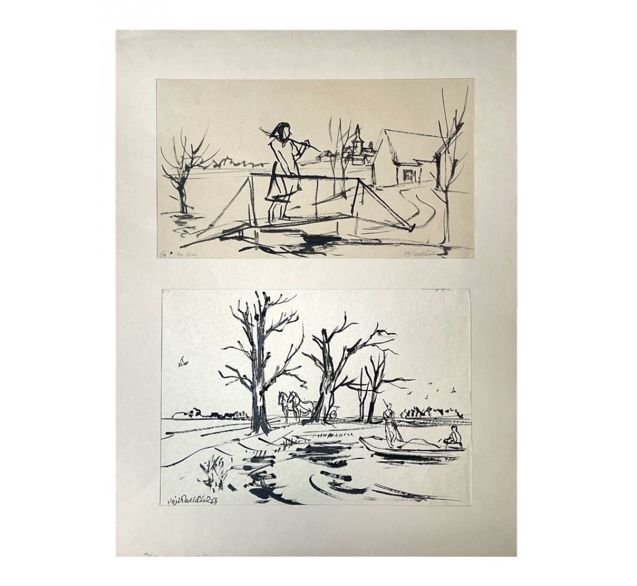 Artwork by Vojtěch Sedláček, KONVOLUT DVOU KRESEB III, Made of mixed media