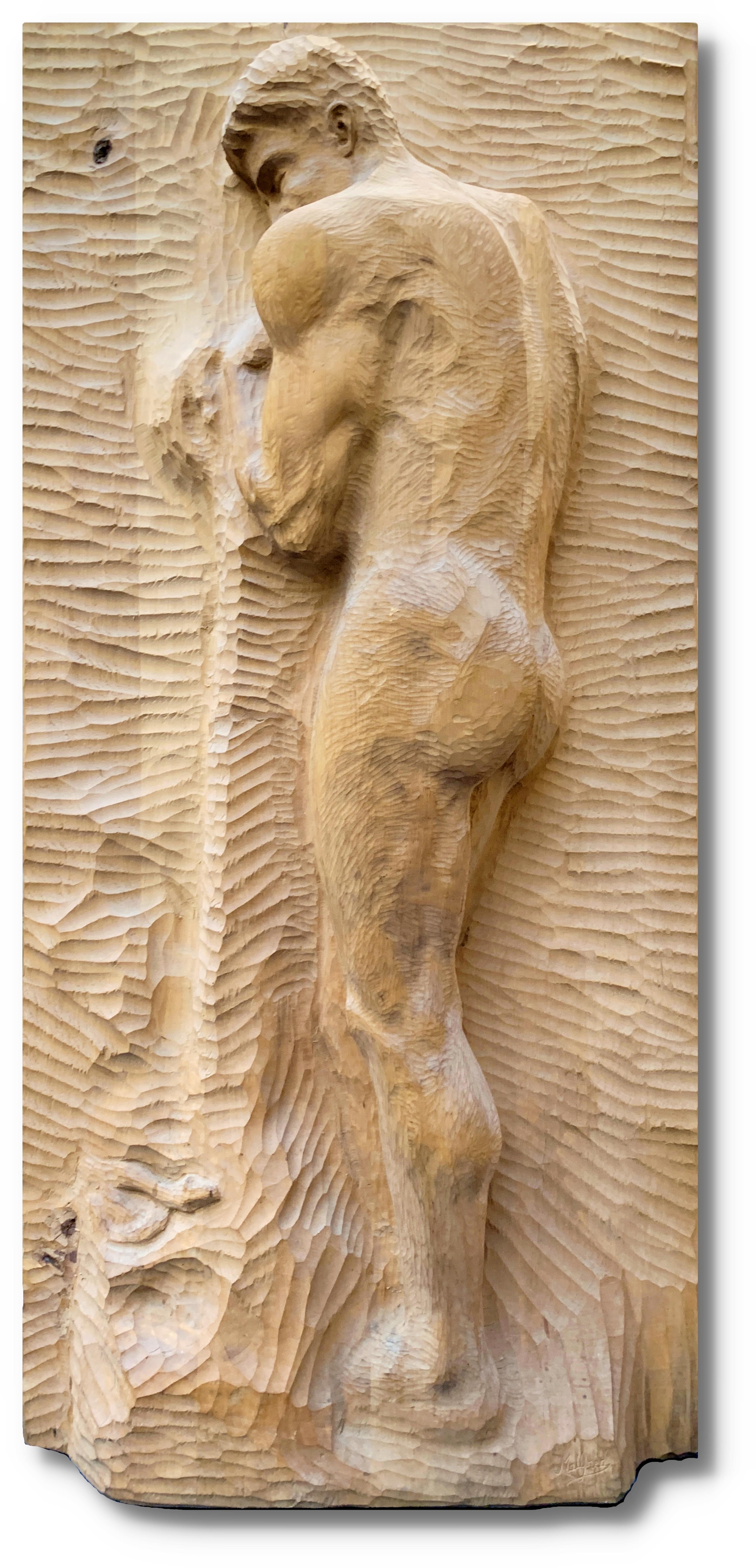 Artwork by Mallfred Keresturi, VYŘEZÁVANÝ RELIÉF MUŽE XL FORMÁT, Made of Technique: woodcarving, material: wood