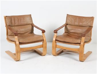 ATTR. AKE FRIBYTTER LEATHER LOUNGE CHAIRS C. 1970S - Ake Fribyter