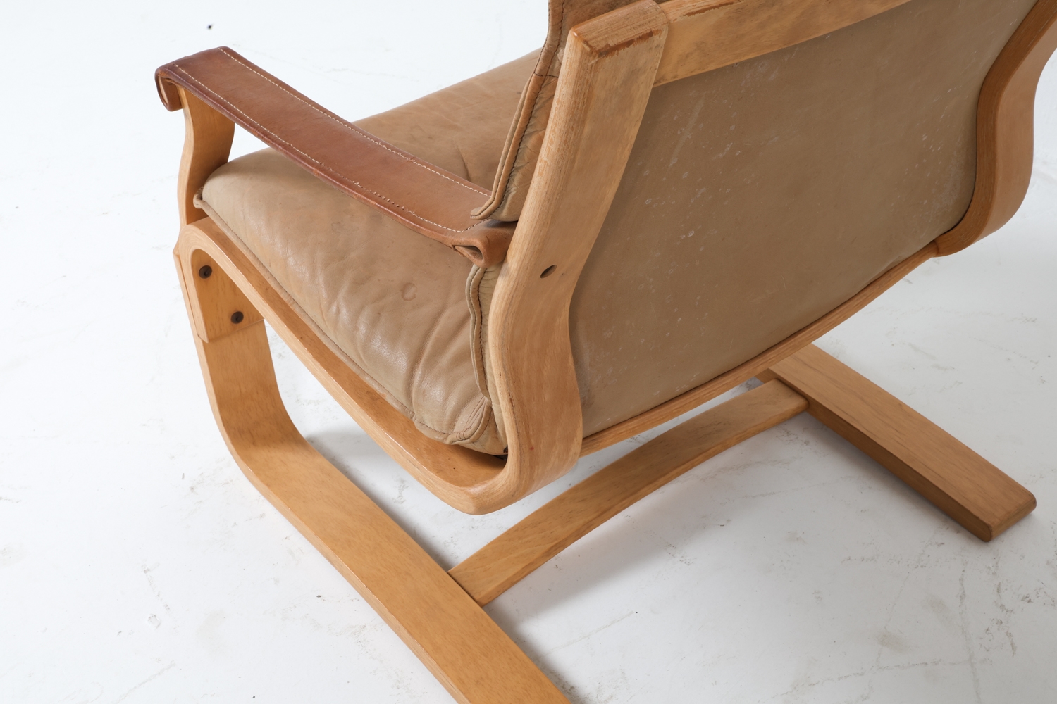 Artwork by Ake Fribyter, ATTR. AKE FRIBYTTER LEATHER LOUNGE CHAIRS C. 1970S, Made of bentwood frames with tan leather upholstery