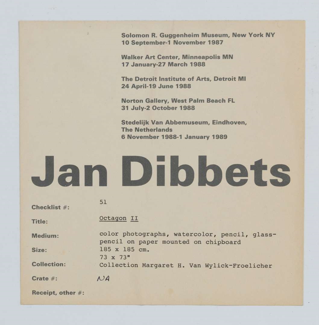 Artwork by Jan Dibbets, Octagon II, Made of watercolour, pastel, pencil, and colour photograph collage on paper, laid down on chipboard