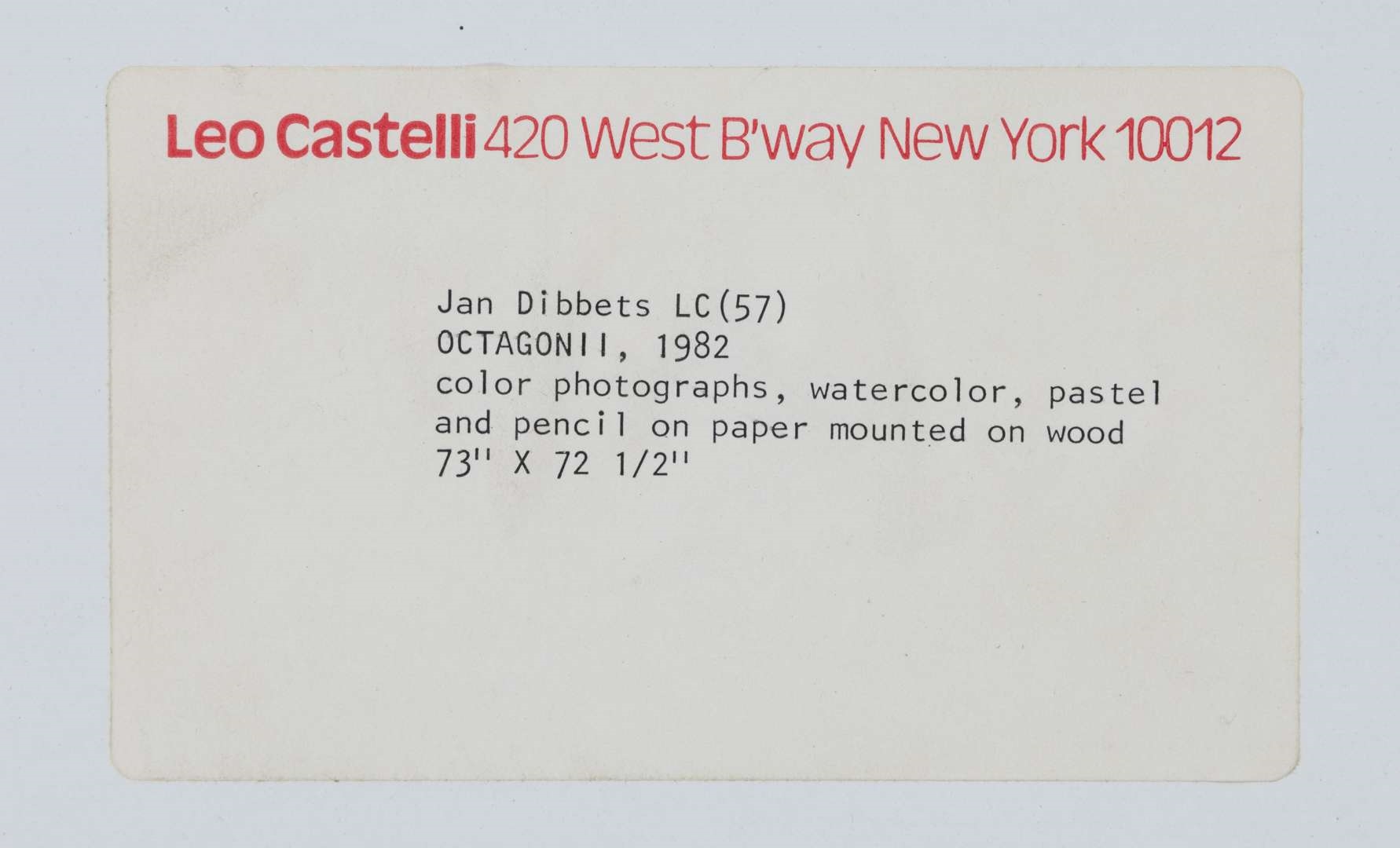 Artwork by Jan Dibbets, Octagon II, Made of watercolour, pastel, pencil, and colour photograph collage on paper, laid down on chipboard