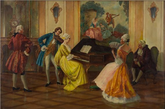 Eugene Ansen Hofman | A Musical soiree with figures in an 18th century ...