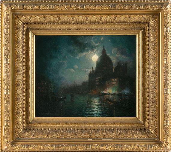 Moonlit scene of Paris