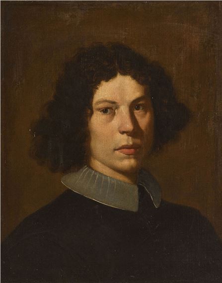 Portrait of a young man, bust-length, in a black costume and white collar by Roman School, 17th Century, 17th century