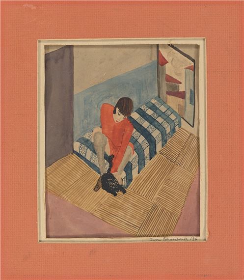 Untitled (girl with cat) by Iwon Eichhorn-scheerbarth, 1926