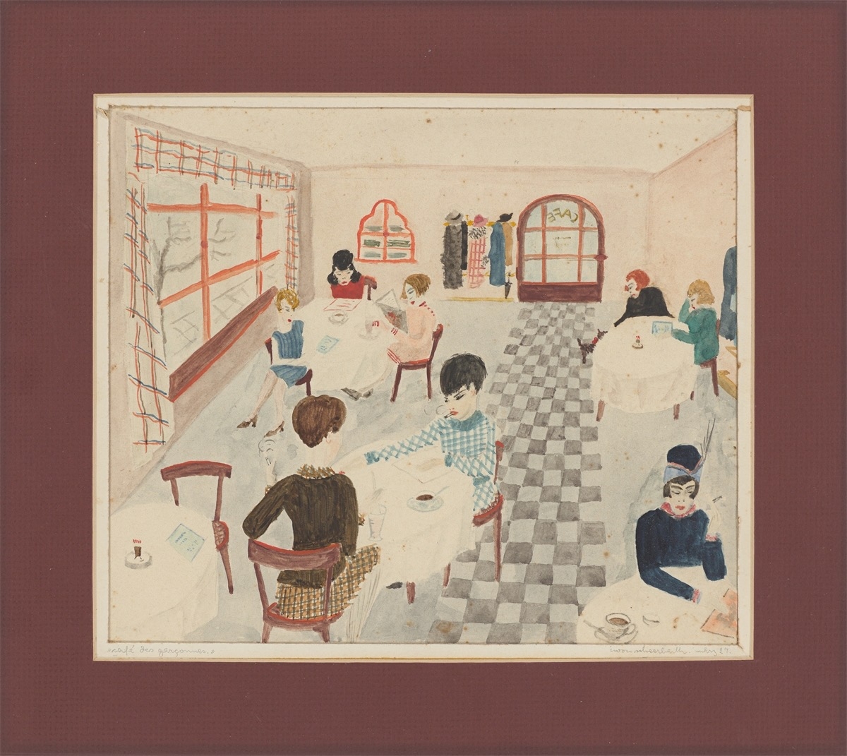 Artwork by Iwon Eichhorn-scheerbarth, Café des garconnes, Made of Watercolour and India ink on paper