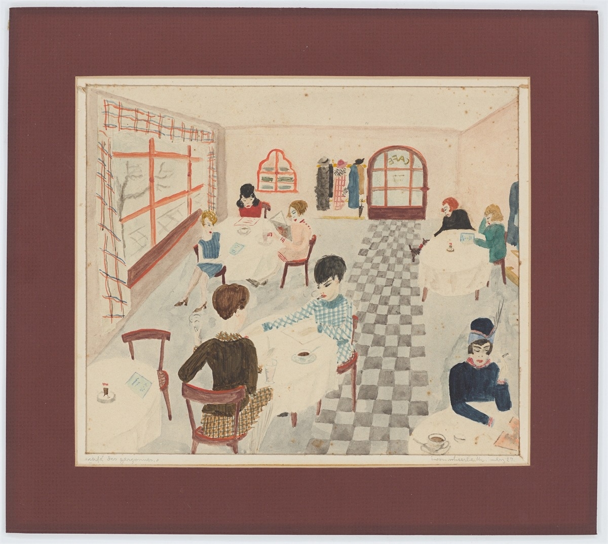 Artwork by Iwon Eichhorn-scheerbarth, Café des garconnes, Made of Watercolour and India ink on paper