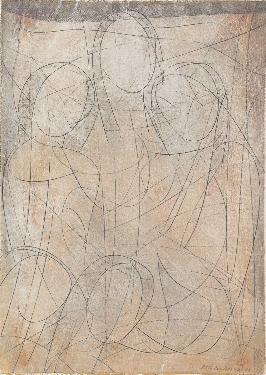 Artwork by Theodor Werner, Z 4/1965, Made of Charcoal and coloured pencil on heavy paper