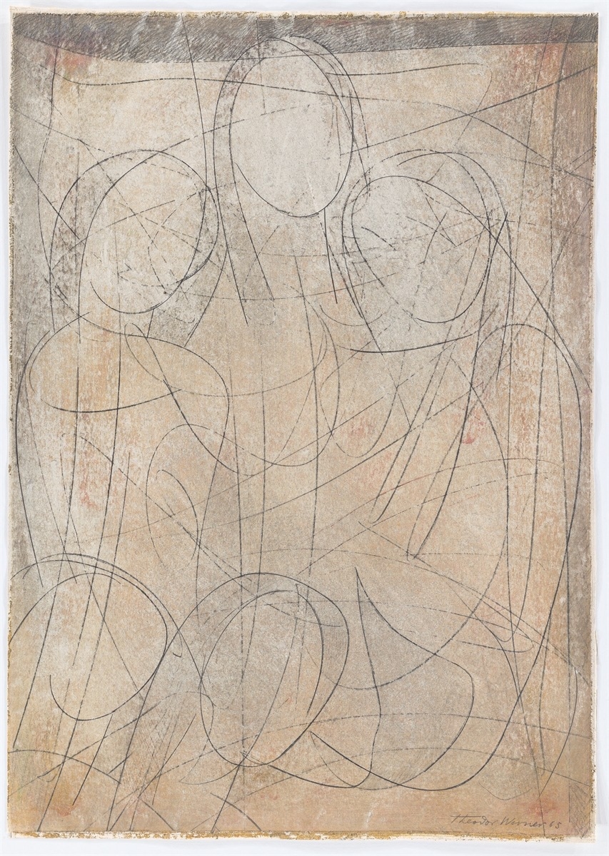 Artwork by Theodor Werner, Z 4/1965, Made of Charcoal and coloured pencil on heavy paper