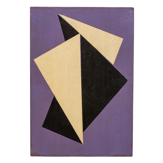 Räumliche Faltung, schwarzweiß vor violett - Freundschaftstafel by Hermann Glöckner, 1966-73