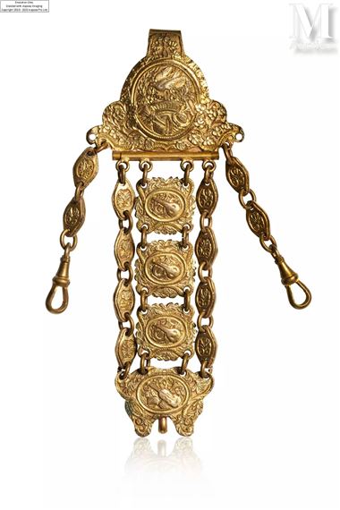 Châtelaine De Montre Gousset Art Nouveau - Longueur 27,5 Cm - Métal - Occasion Très Bon état