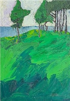 SYLVIA FARRER BORNARTH NEW YORK PINE TREES PAINTIN - Sylvia Farrer Bornarth