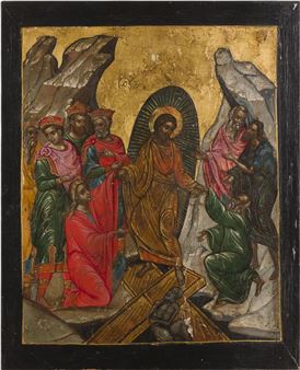 FEINE UND GROSSE IKONE MIT DER HADESFAHRT CHRISTI - Cretan School, 17th Century