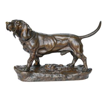 Jules Moigniez (1835-1894) Bronze Sculpture Male Basset Hound - Jules Moigniez