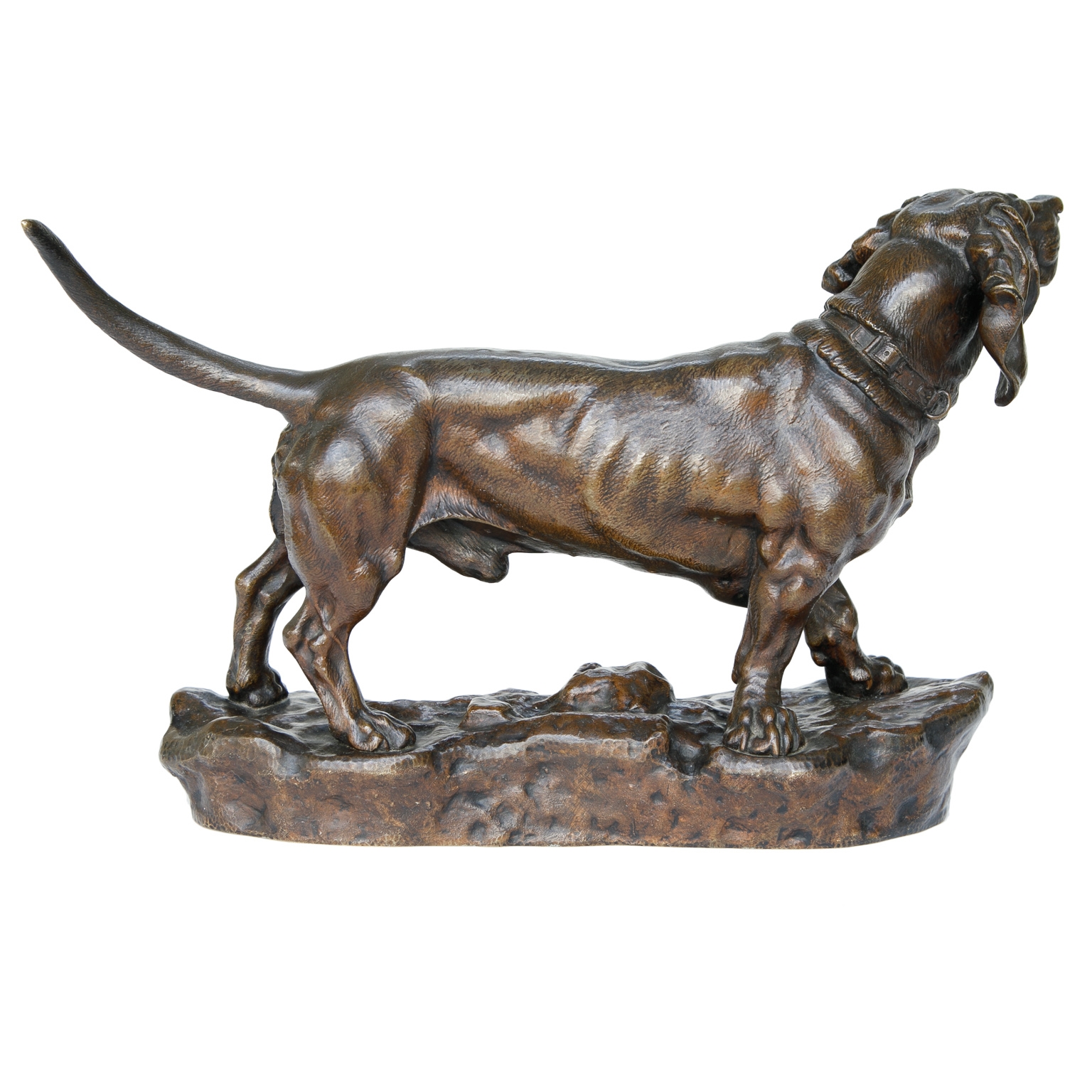 Artwork by Jules Moigniez, Jules Moigniez (1835-1894) Bronze Sculpture Male Basset Hound, Made of Bronze Sculpture