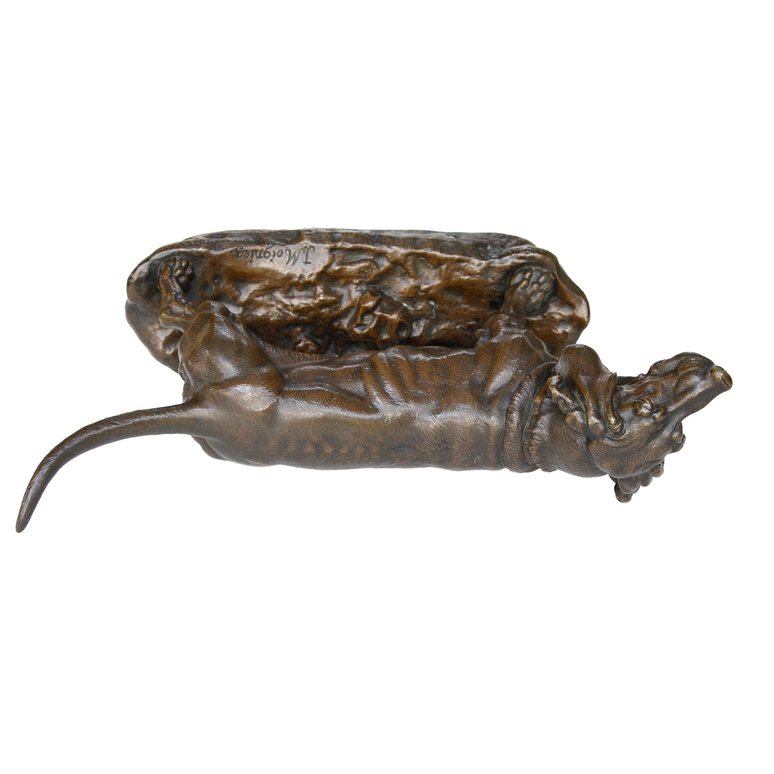 Artwork by Jules Moigniez, Jules Moigniez (1835-1894) Bronze Sculpture Male Basset Hound, Made of Bronze Sculpture