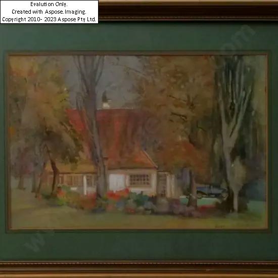 Artwork by Amy B. Dawson, Acacia Lodge, Cornwall Park - 1950s, Made of Watercolour