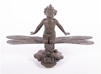 An Art Nouveau Bronze Fountain of a Nymph and Dragonfly - Rachel M. Hawks