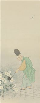 Chrysanthemum and old man - Shimomura Kanzan
