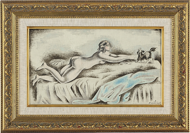 Artwork by Tadashi Koyanagi, Dog and nude, Made of oil on canvas