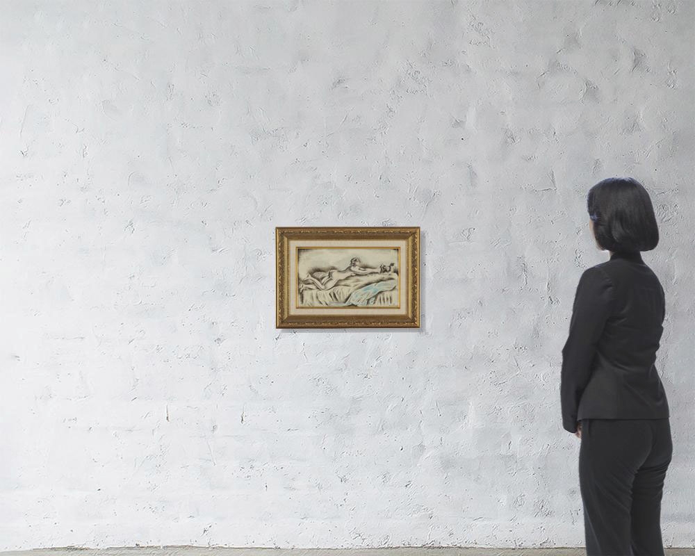 Artwork by Tadashi Koyanagi, Dog and nude, Made of oil on canvas