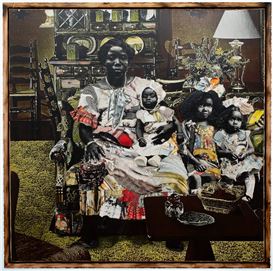 In Vivid Reliquaries, Stan Squirewell Layers Anonymous Portraits and Patterned Textiles