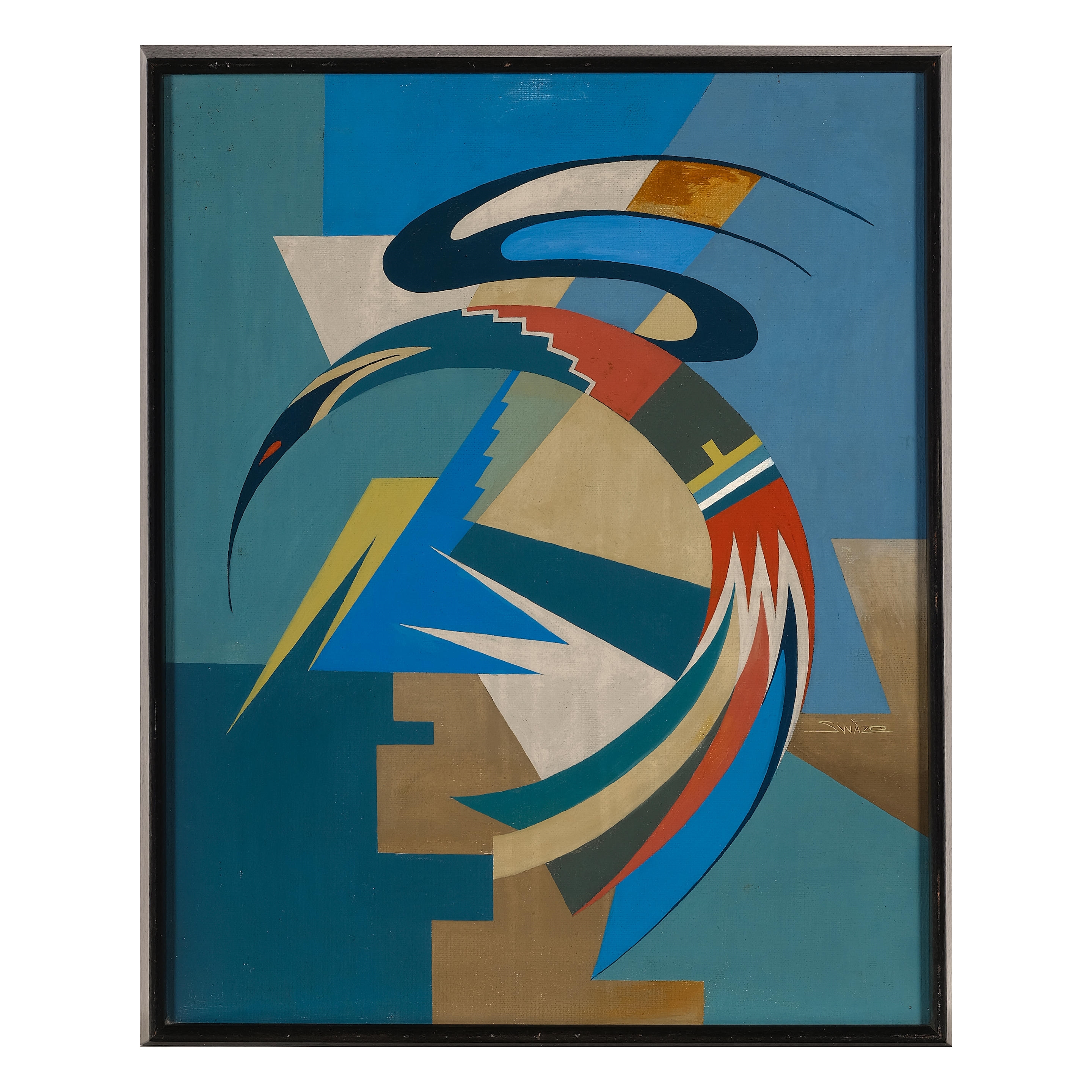 Artwork by Patrick Swazo Hinds, Tesuque Pueblo, (1929-1974, Made of acrylic on canvas