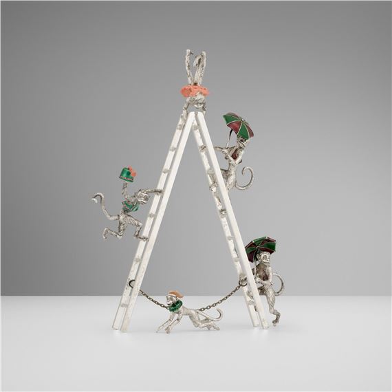 Monkeys on ladder by Gene Moore, 1988-1990