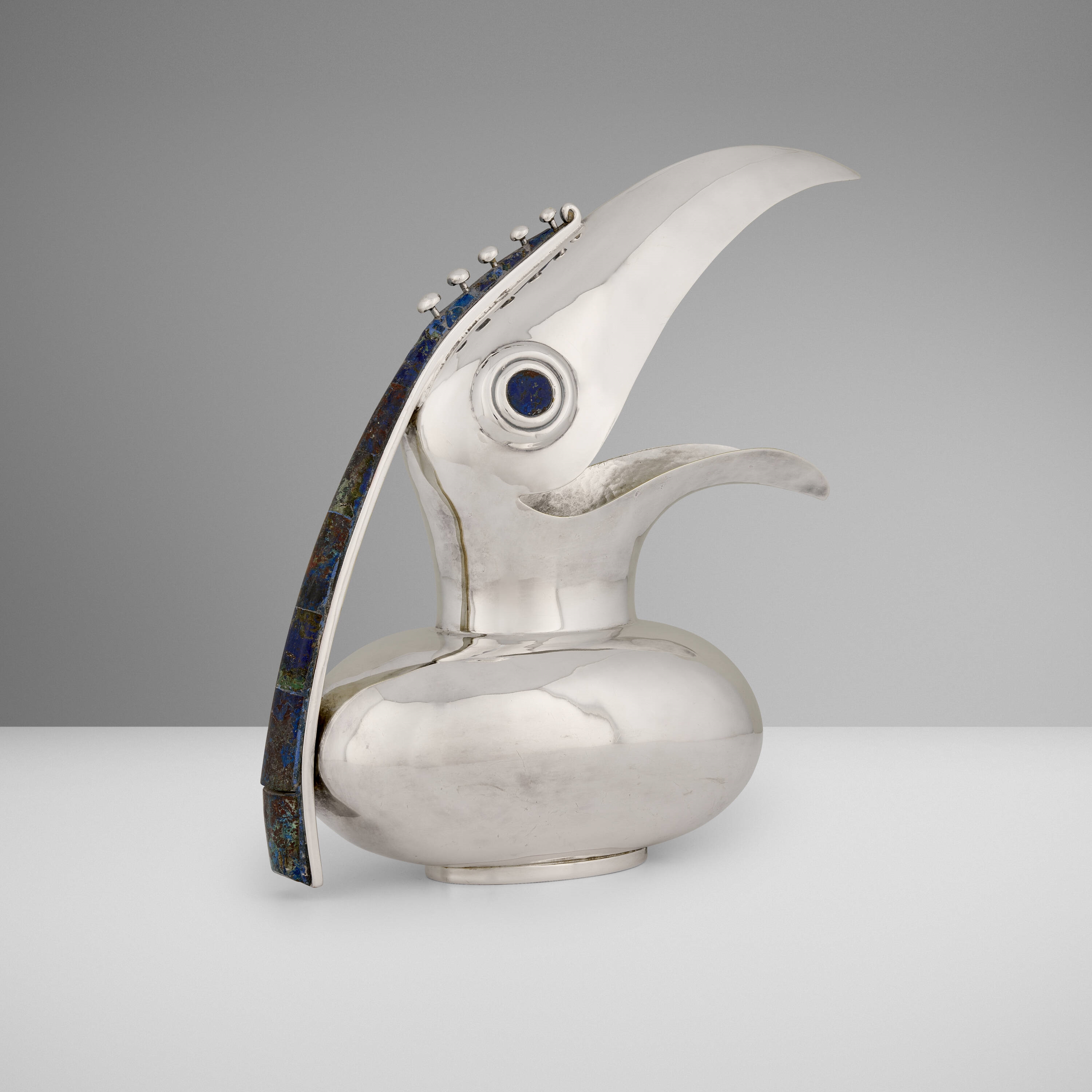 Artwork by Los Castillo, Jarra Tucán, Made of brass, blue hardstone