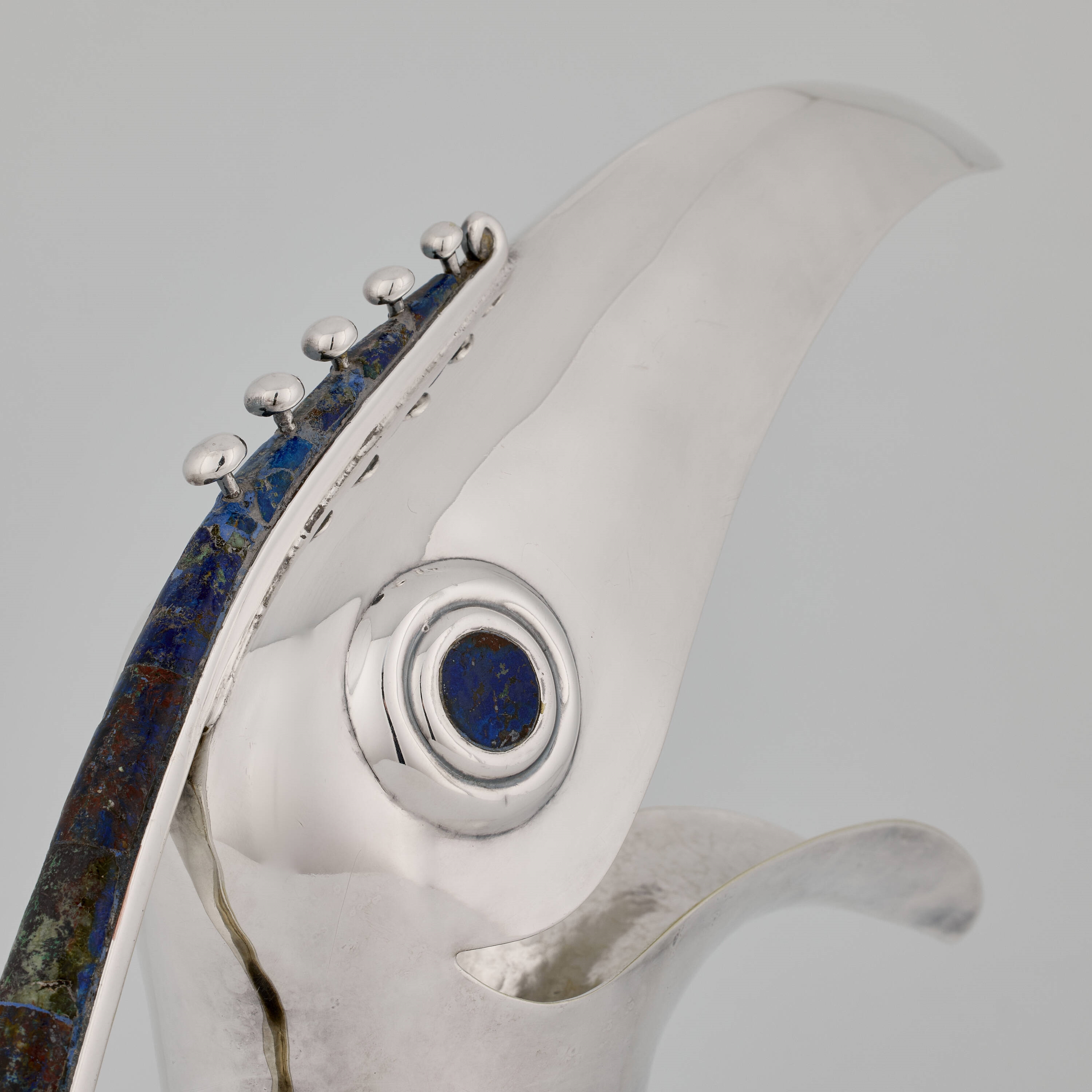 Artwork by Los Castillo, Jarra Tucán, Made of brass, blue hardstone