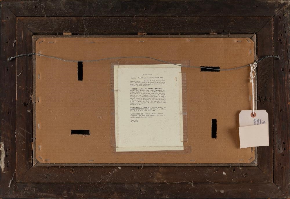 Artwork by Lemuel D. Eldred, Ship off a rocky coast, possibly Grand Manan, Made of Oil on canvas