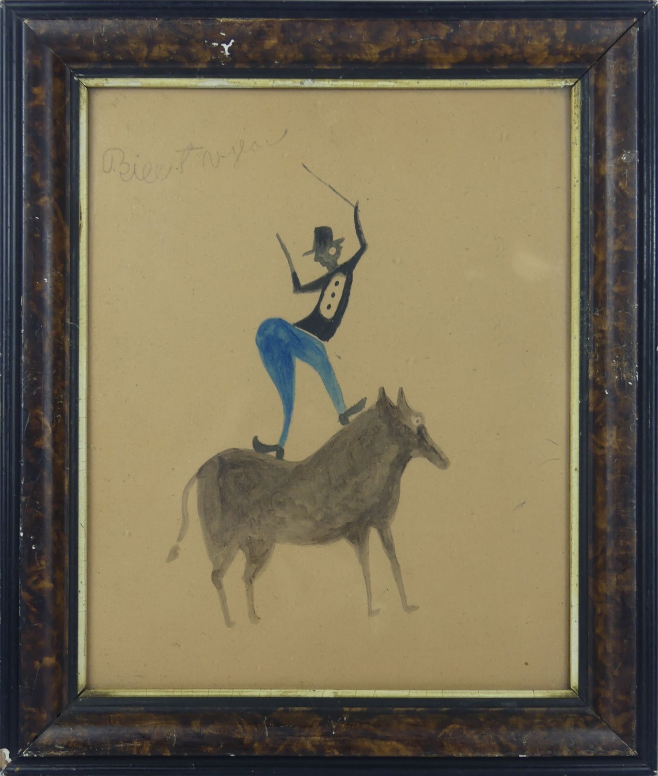 Artwork by Bill Traylor, MAN ON HORSEBACK, Made of GOUACHE PAINTING, Attributed to Bill Traylor (American, 1854-1947) pencil and gouache painting on paper