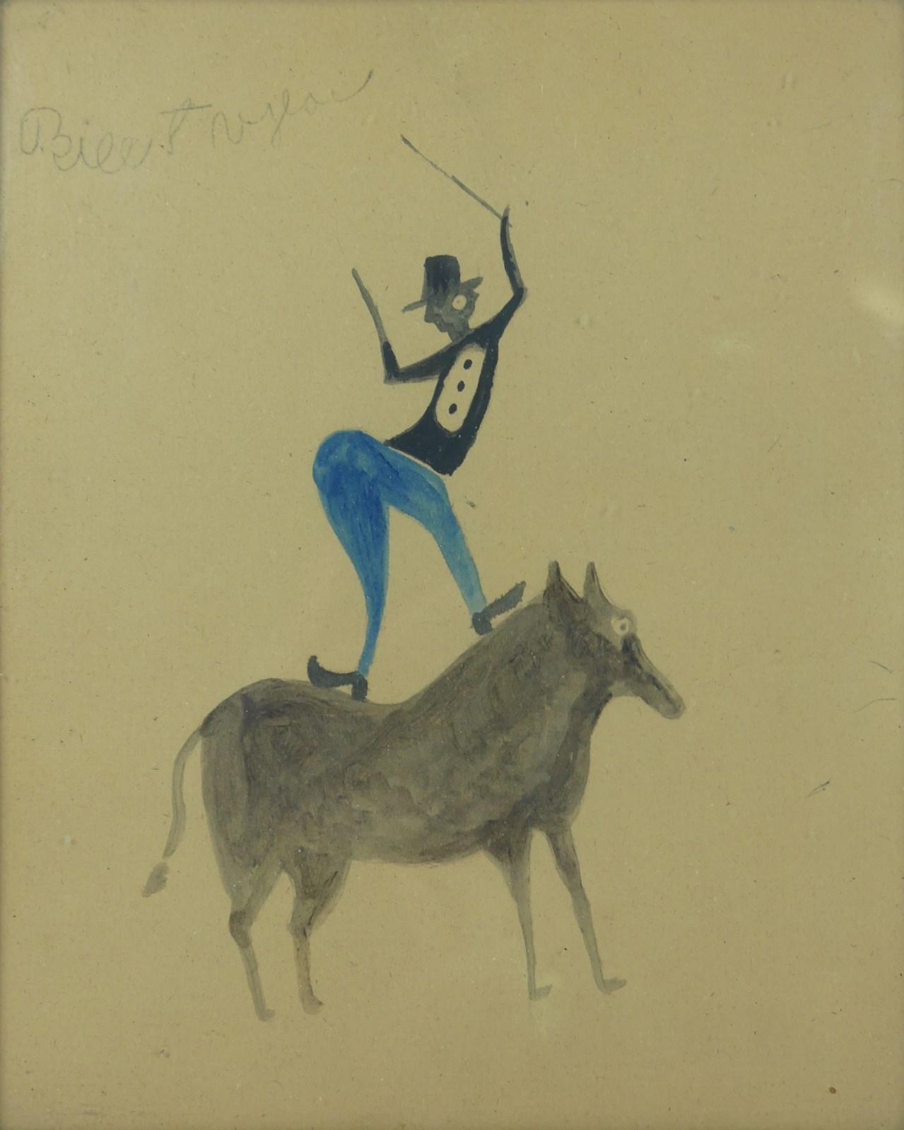 Artwork by Bill Traylor, MAN ON HORSEBACK, Made of GOUACHE PAINTING, Attributed to Bill Traylor (American, 1854-1947) pencil and gouache painting on paper