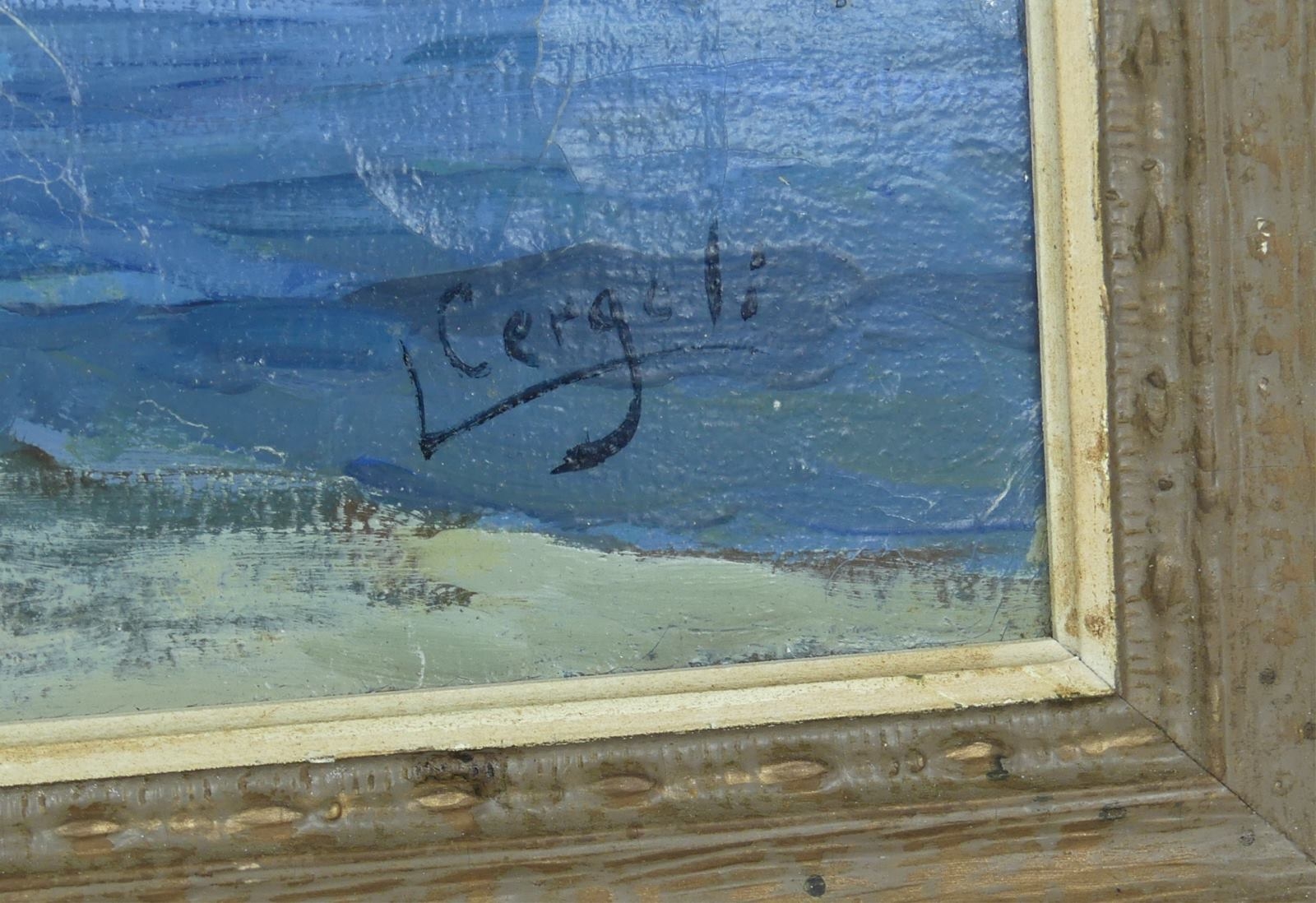 Artwork by Luigi Cergoli, LAKESIDE VILLAGE, Made of Oil painting on canvas