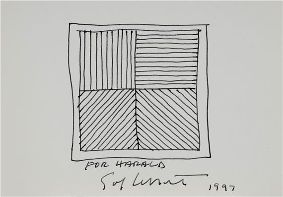 small drawing in ink onpaper by Sol LeWitt, dated 1997
