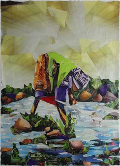 Figure Wading through a Stream - John Vusi Mfupi