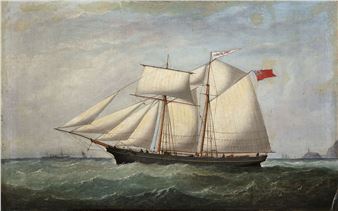 The Schooner Furness Abbey passing South Stack, Anglesey - Joseph Semple