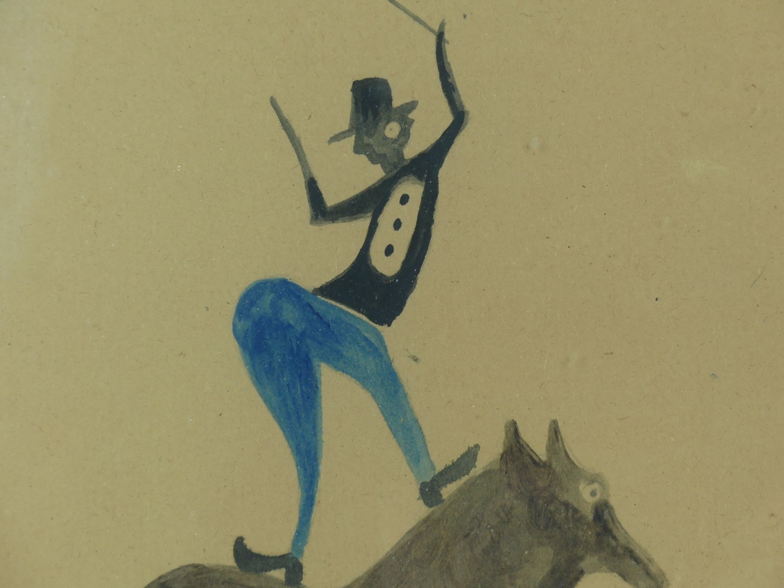 Artwork by Bill Traylor, MAN ON HORSEBACK, Made of GOUACHE PAINTING, Attributed to Bill Traylor (American, 1854-1947) pencil and gouache painting on paper